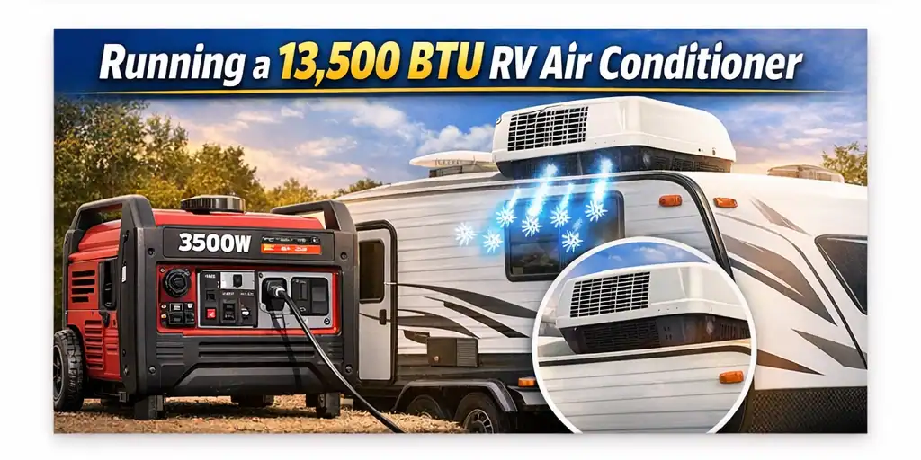 3500 watt generator running a 13,500 BTU RV air conditioner