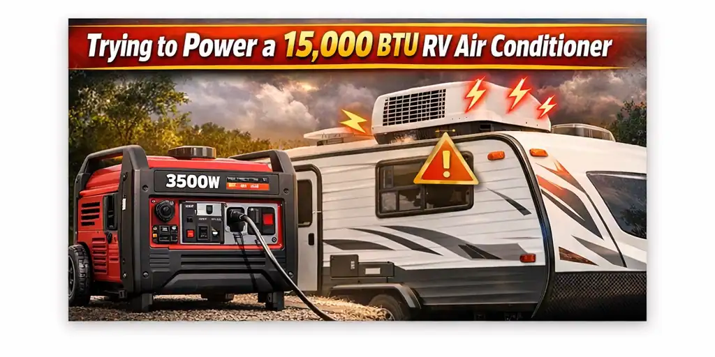 3500 watt generator attempting to start a 15,000 BTU RV air conditioner near capacity limit