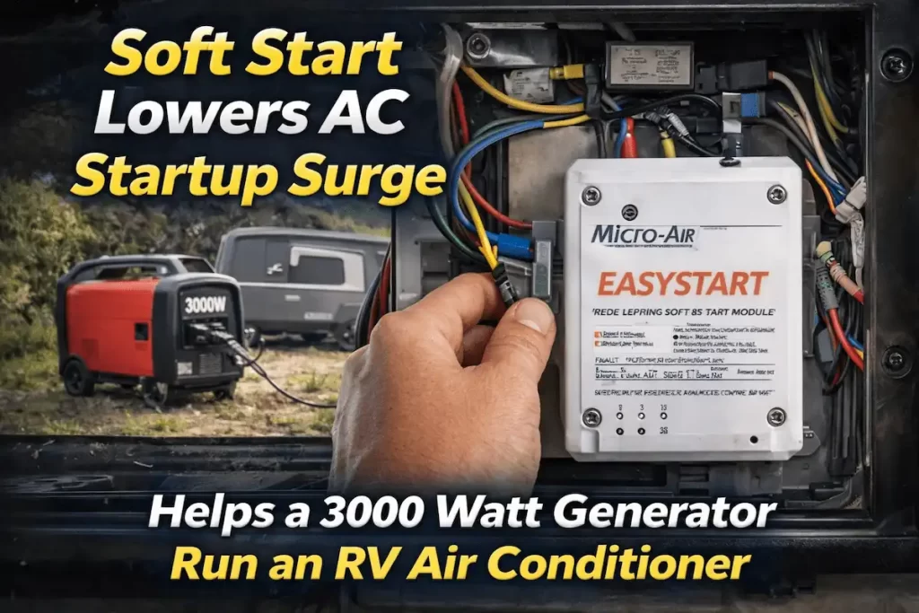 Micro-Air EasyStart soft start installed in RV air conditioner to reduce startup watts